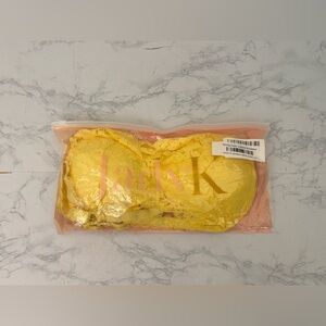Womens JADY K Juliette Bralette Size L/XL Yellow Bra Lace criss-cross back NWT